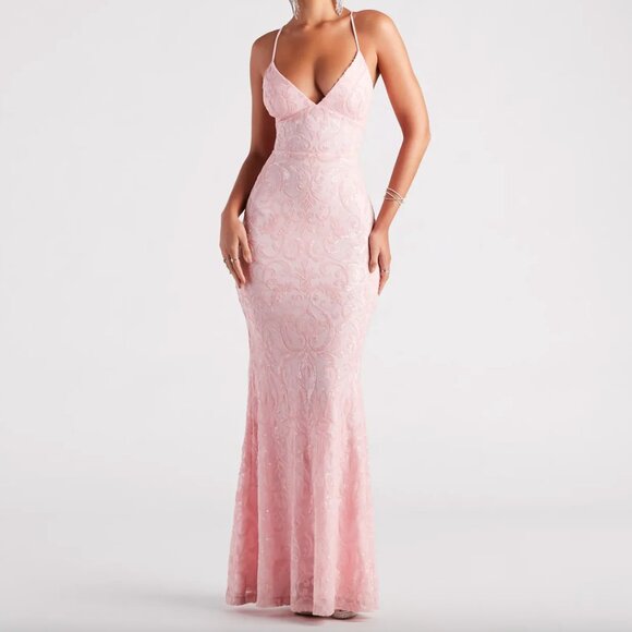 Windsor Bethanie Formal Sequin V-Neck Mermaid Dress - Picture 1 of 6